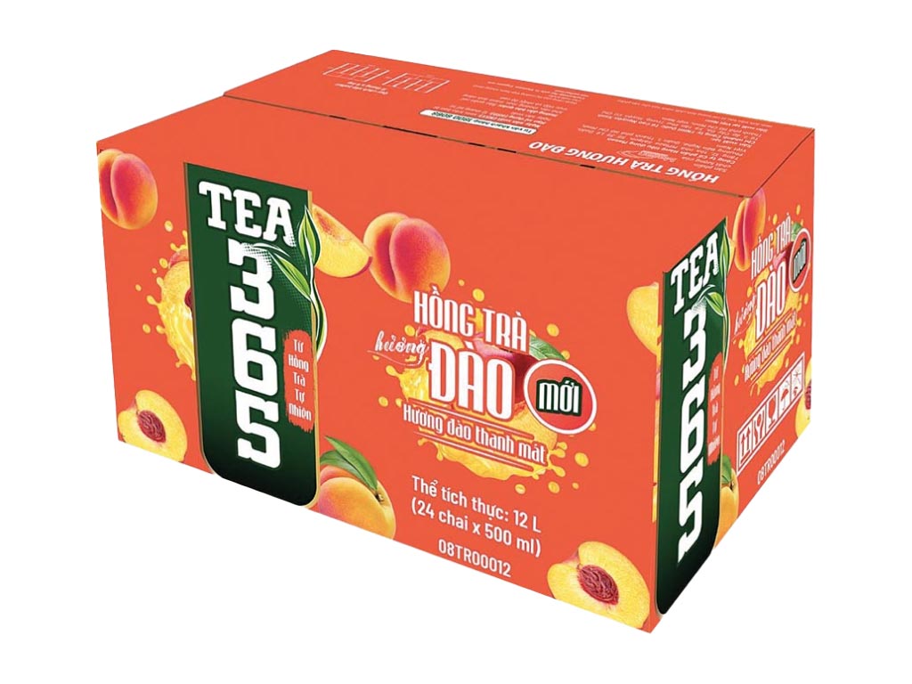 Thùng 24 chai hồng trà Tea365 hương đào chai 500ml