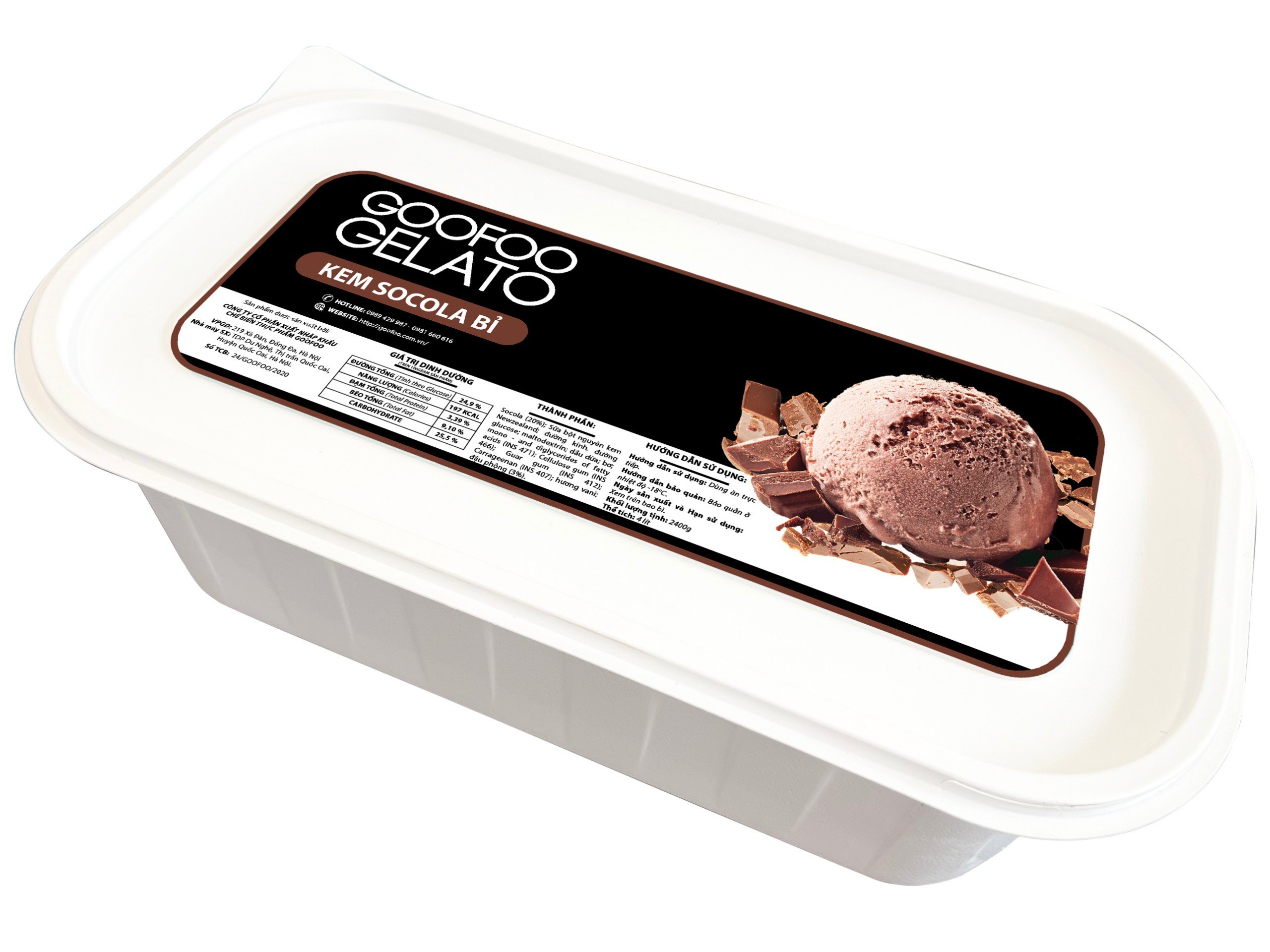 Kem Socola Bỉ Goofoo Gelato 4000ml