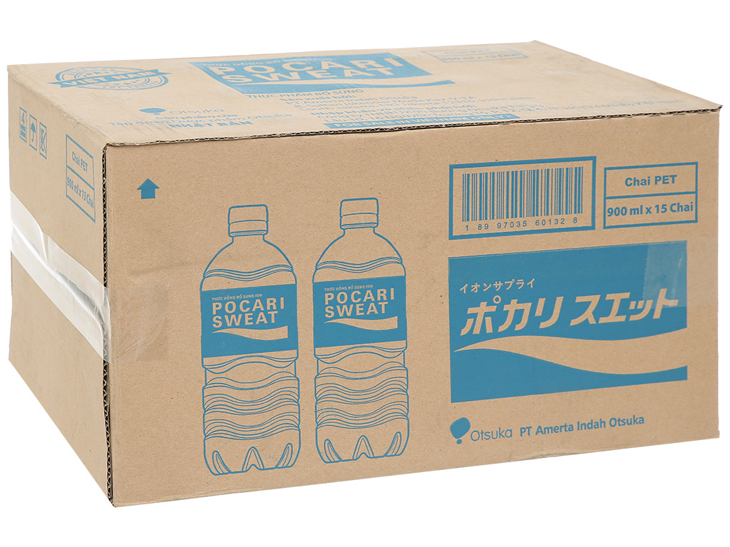 Thùng 15 chai nước khoáng i-on Pocari Sweat 900ml