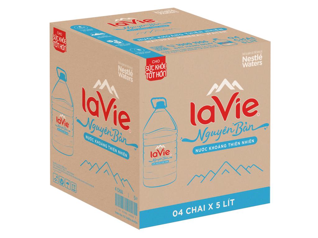 Thùng 4 bình nước khoáng La Vie 5 lít