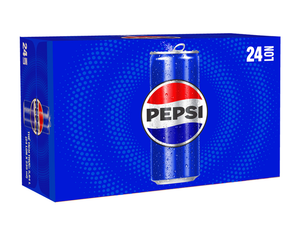 Thùng 24 lon nước ngọt Pepsi Cola Sleek 235ml
