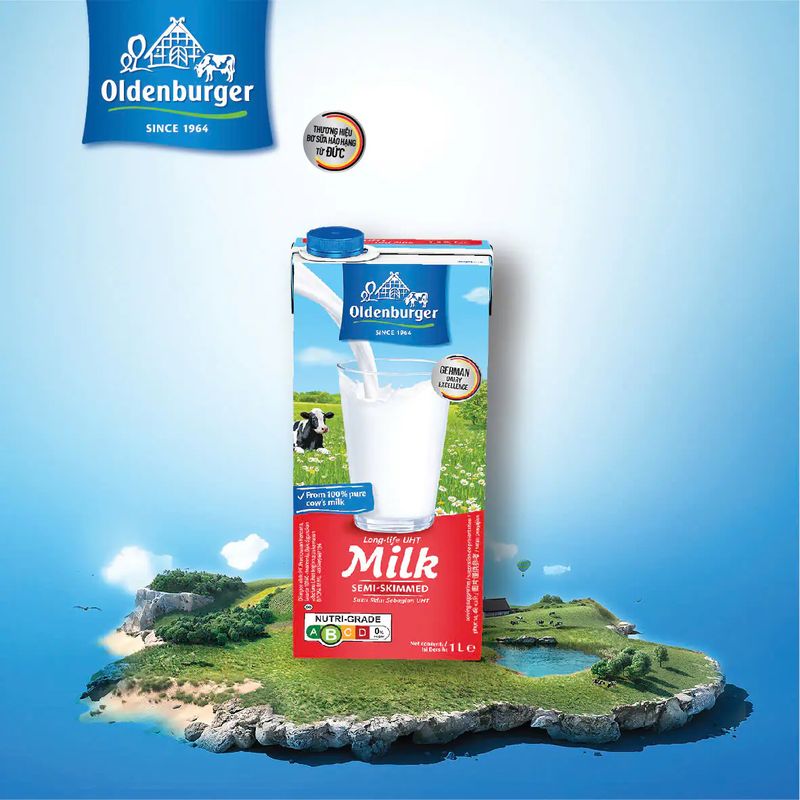 Sữa tươi tiệt trùng ít béo hiệu Oldenburger, 1.5% béo, 12x1L (Hộp)