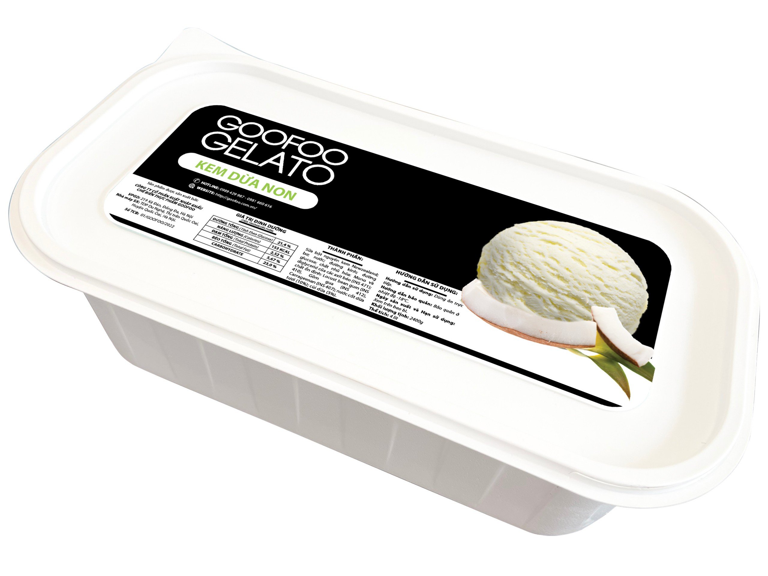 Kem Dừa Non Goofoo Gelato 4000ml