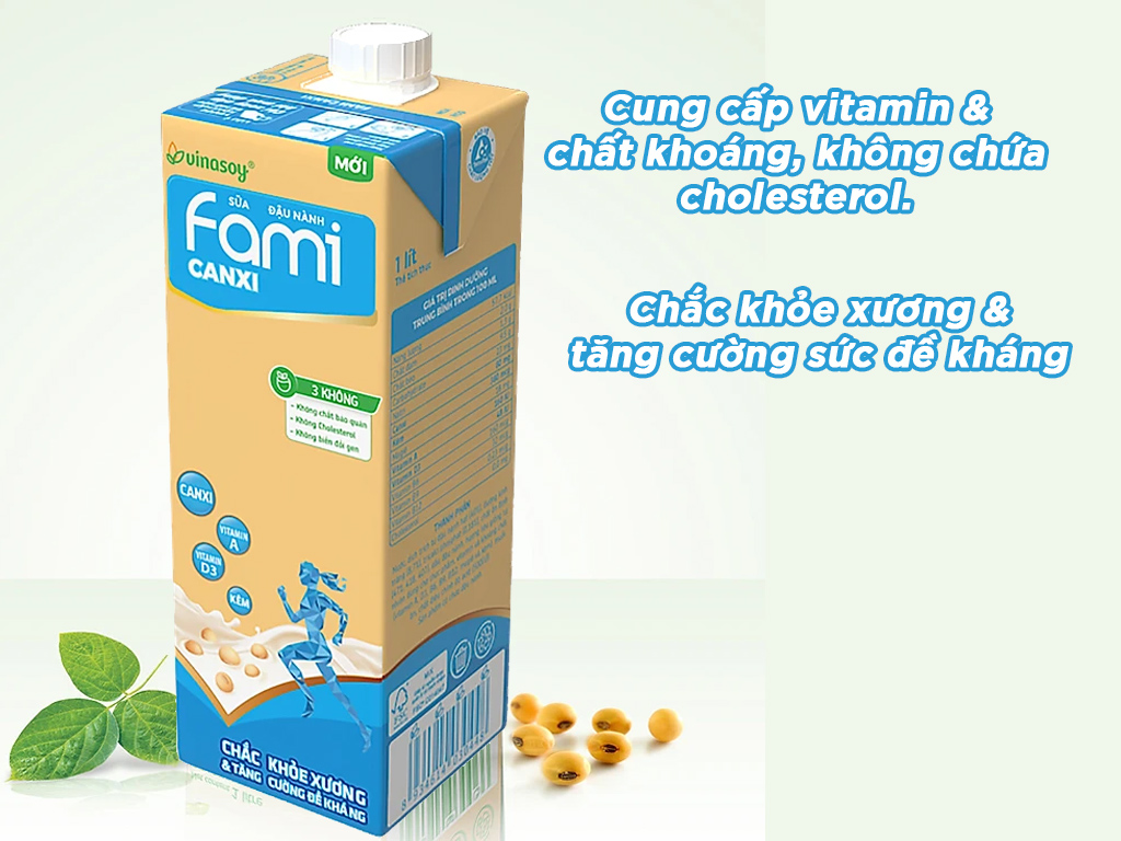 Sữa đậu nành Fami canxi, hộp 1 lít 2