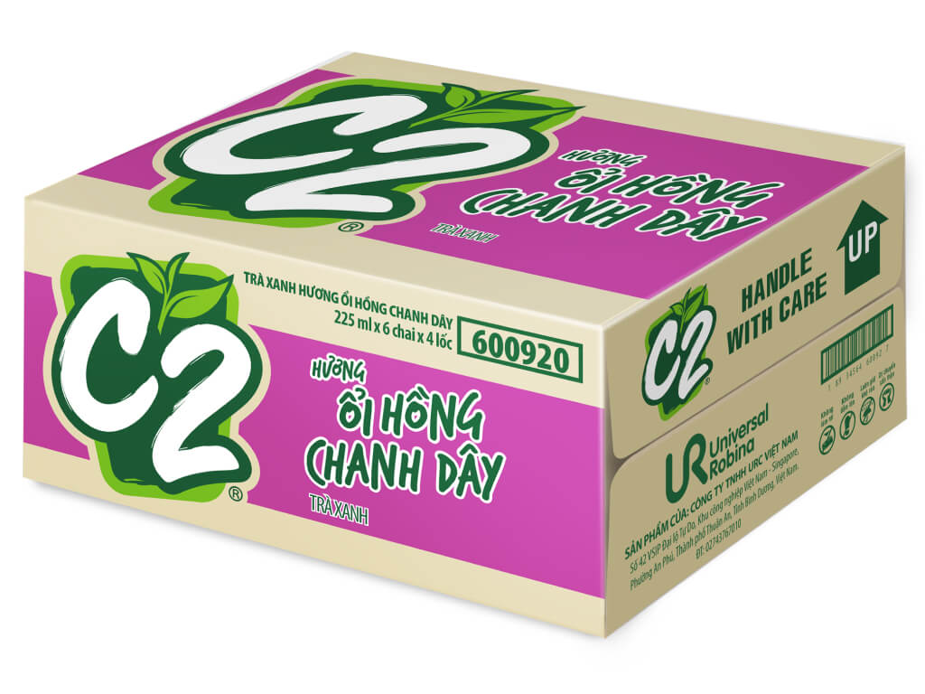 Thùng 24 chai trà xanh C2 ổi hồng chanh dây 225ml 2