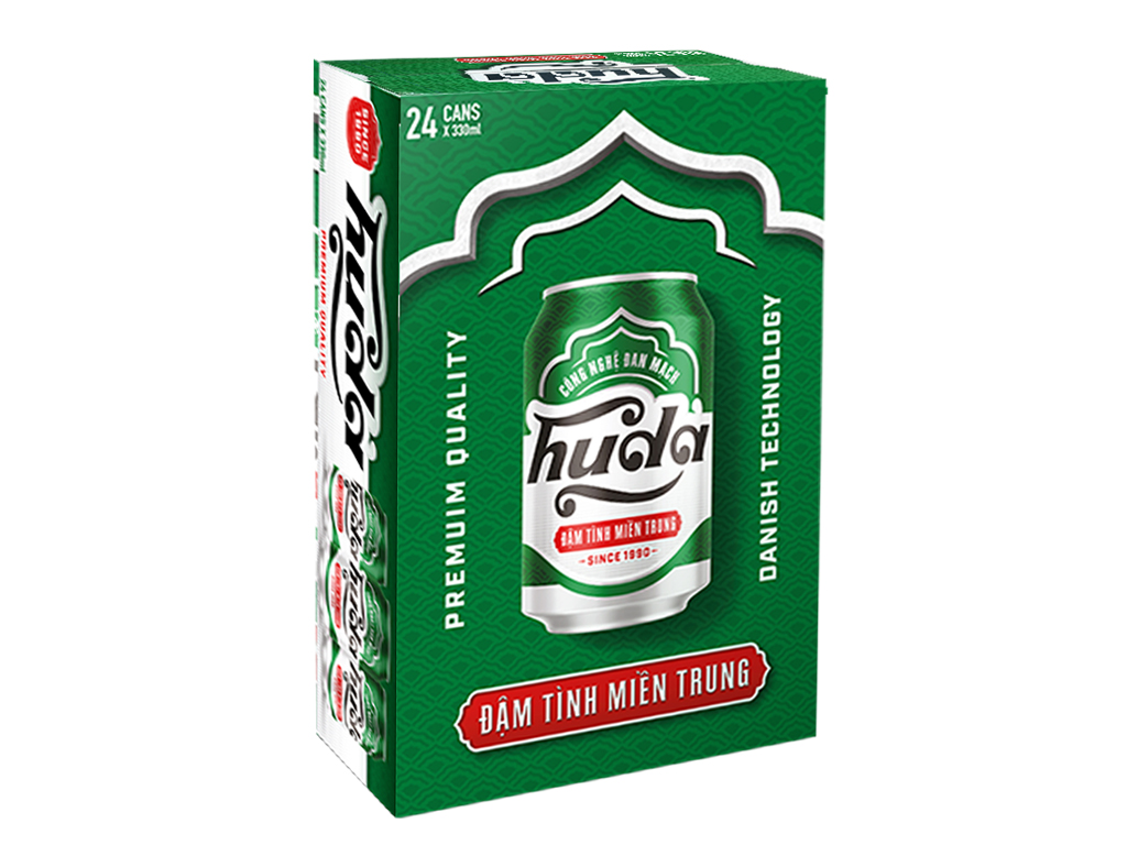 Thùng 24 lon bia Huda 330ml