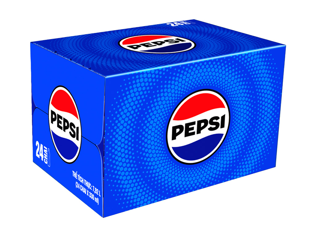 Thùng 24 chai nước ngọt Pepsi Cola 390ml