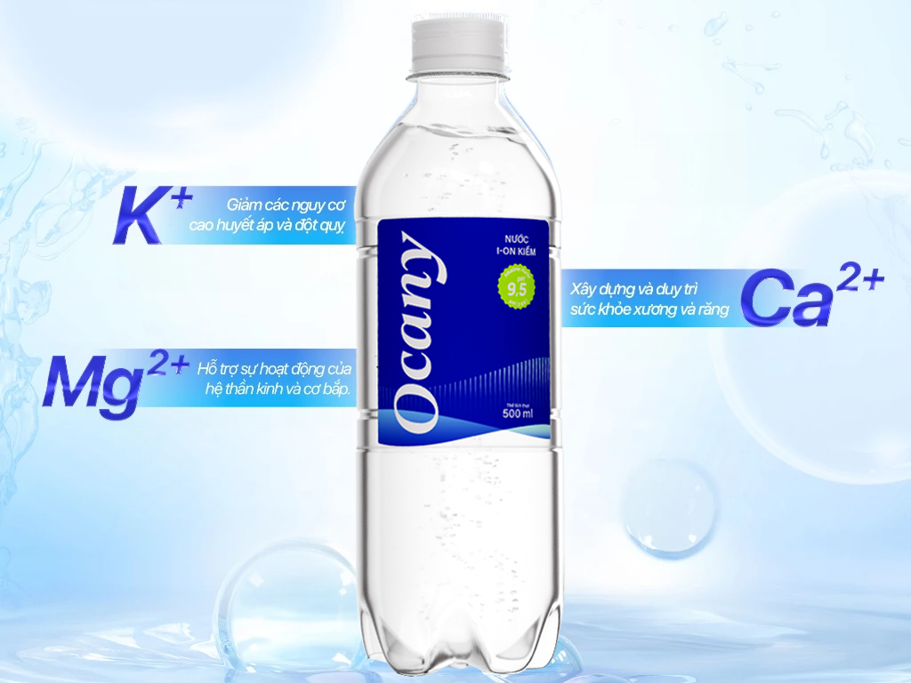 Thùng 24 chai nước uống i-on kiềm Ocany 500ml 2