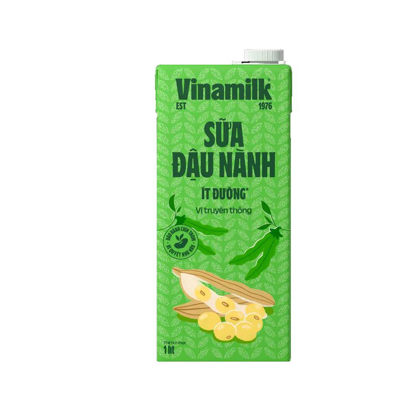 Sữa đậu nành Vinamilk ít đường, hộp 1 lít (Hộp)