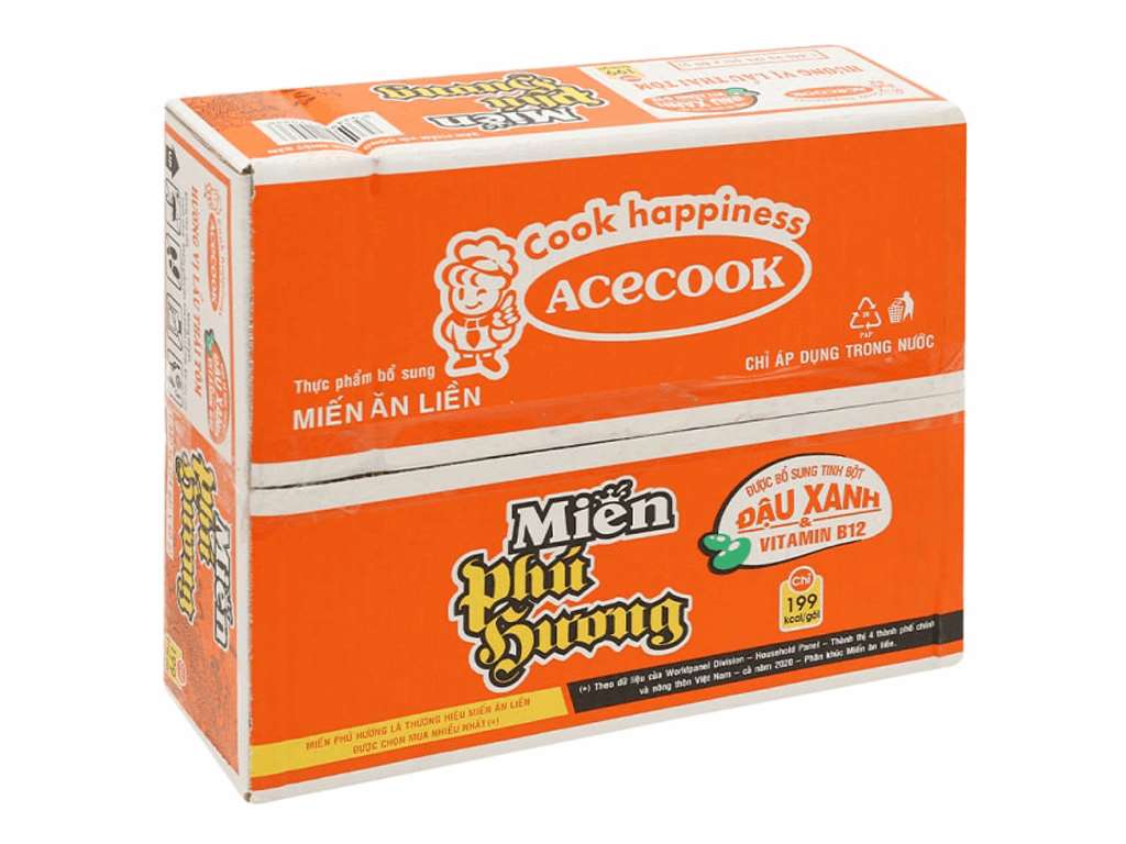 Miến Phú Hương vị lẩu Thái tôm, thùng 24 gói, 60g (THÙNG)