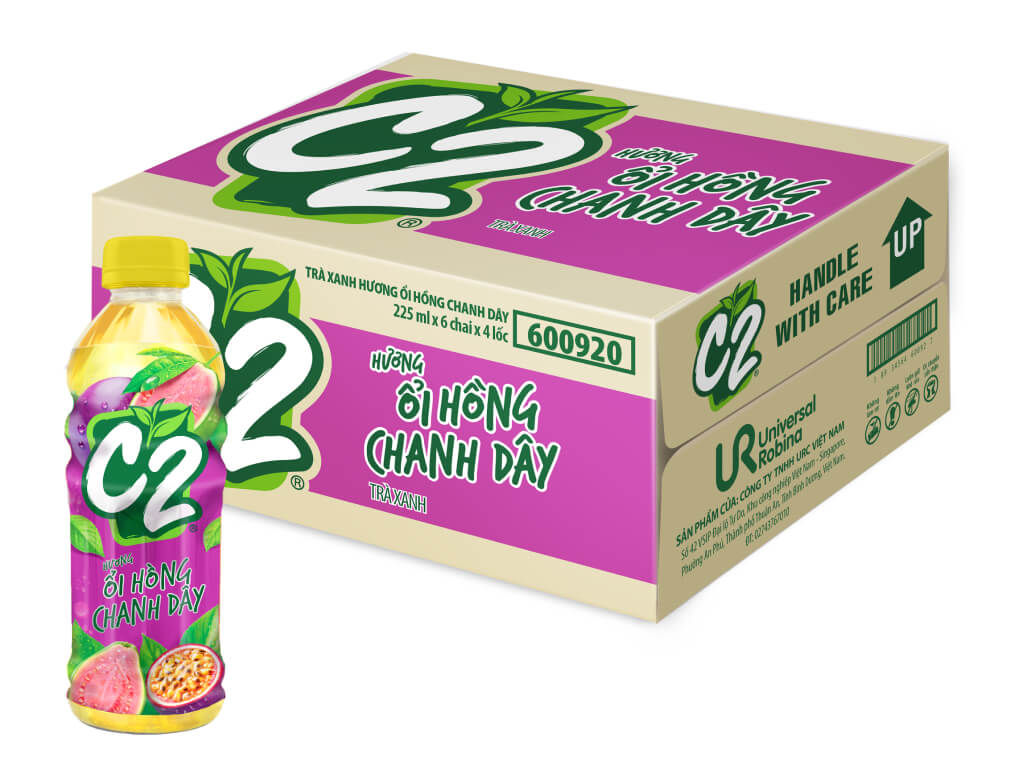 Thùng 24 chai trà xanh C2 ổi hồng chanh dây 225ml