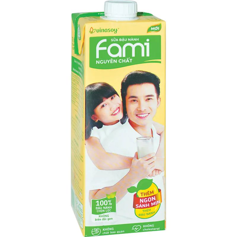 Sữa đậu nành Fami nguyên chất, hộp 1 lít (Hộp)
