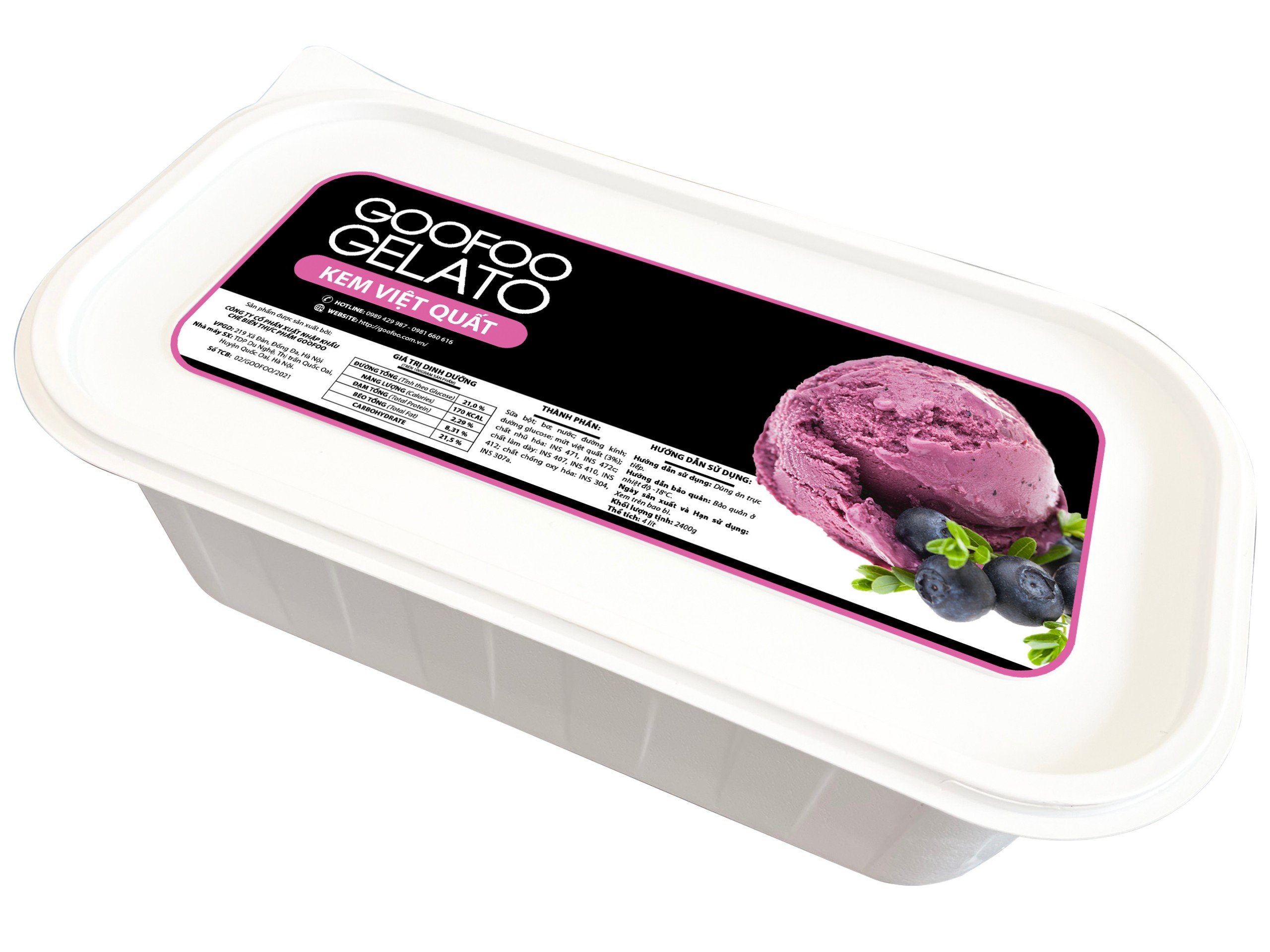 Kem Việt Quất Goofoo Gelato 4000ml