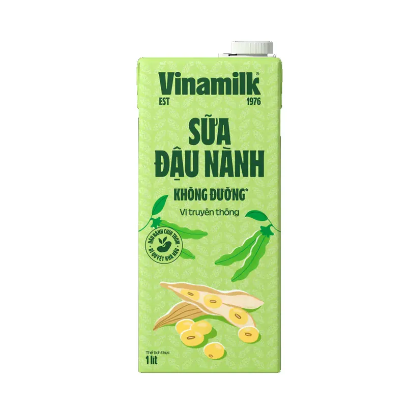 Sữa đậu nành Vinamilk không đường, hộp 1 lít (Hộp)