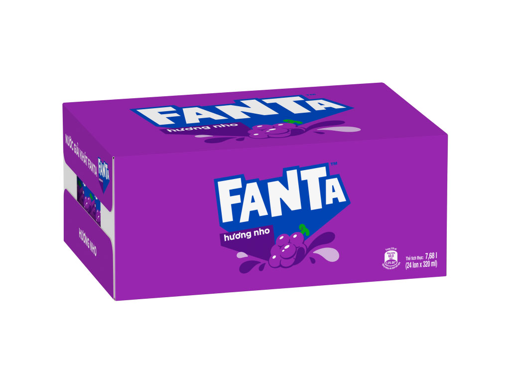 Thùng 24 lon nước ngọt Fanta hương nho 320ml