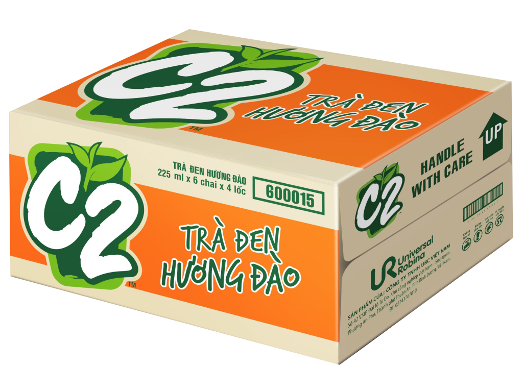 Thùng 24 chai trà đen C2 hương đào 225ml