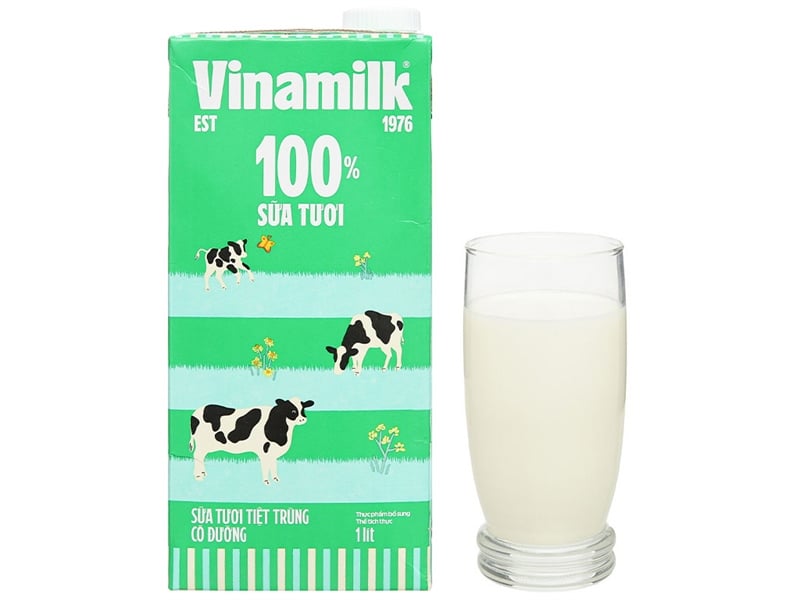 Sữa Tươi Tiệt Trùng Vinamilk Có Đường 1L (Hộp) 2