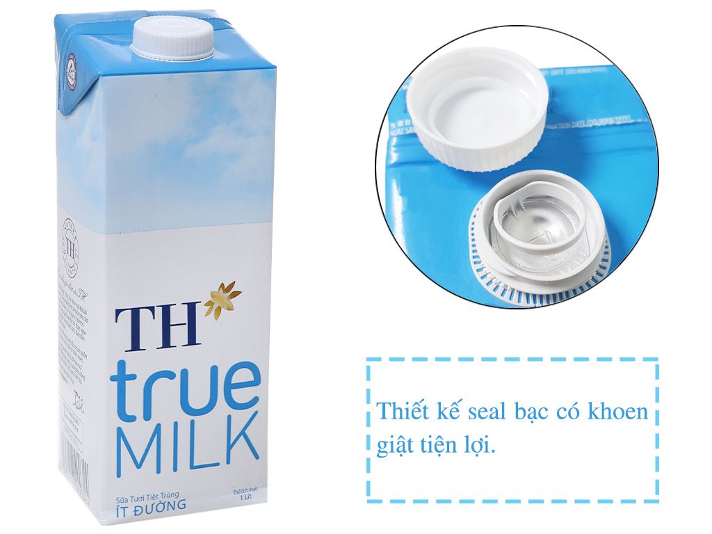 Sữa tươi tiệt trùng ít đường TH true MILK hộp 1 lít 2