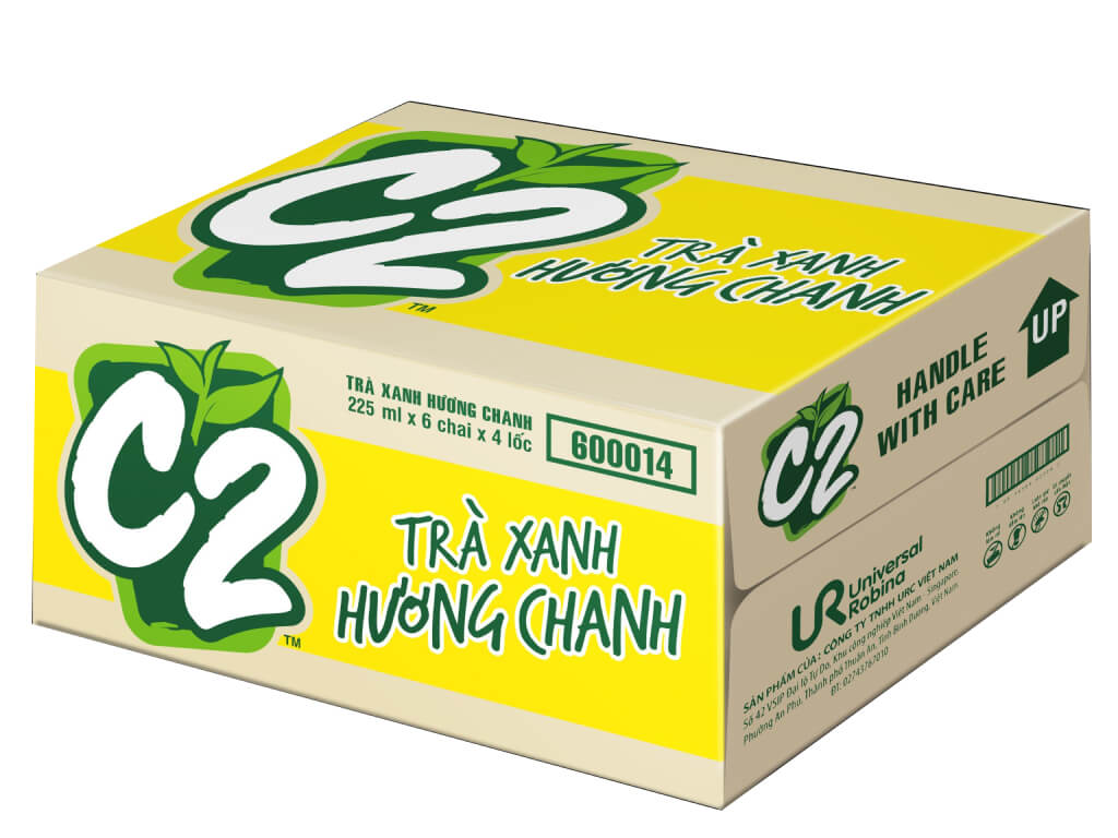Thùng 24 chai trà xanh C2 hương chanh 225ml