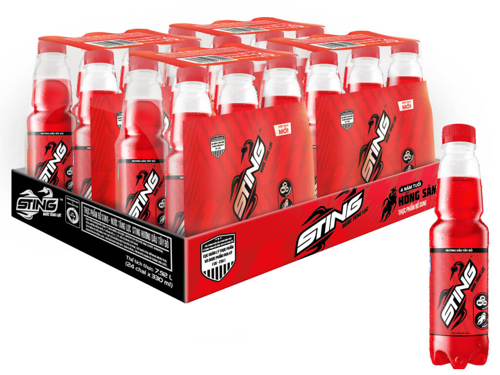 24 chai nước tăng lực Sting hương dâu 330ml