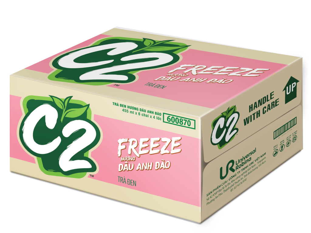 Thùng 24 chai trà đen hương dâu anh đào C2 455ml