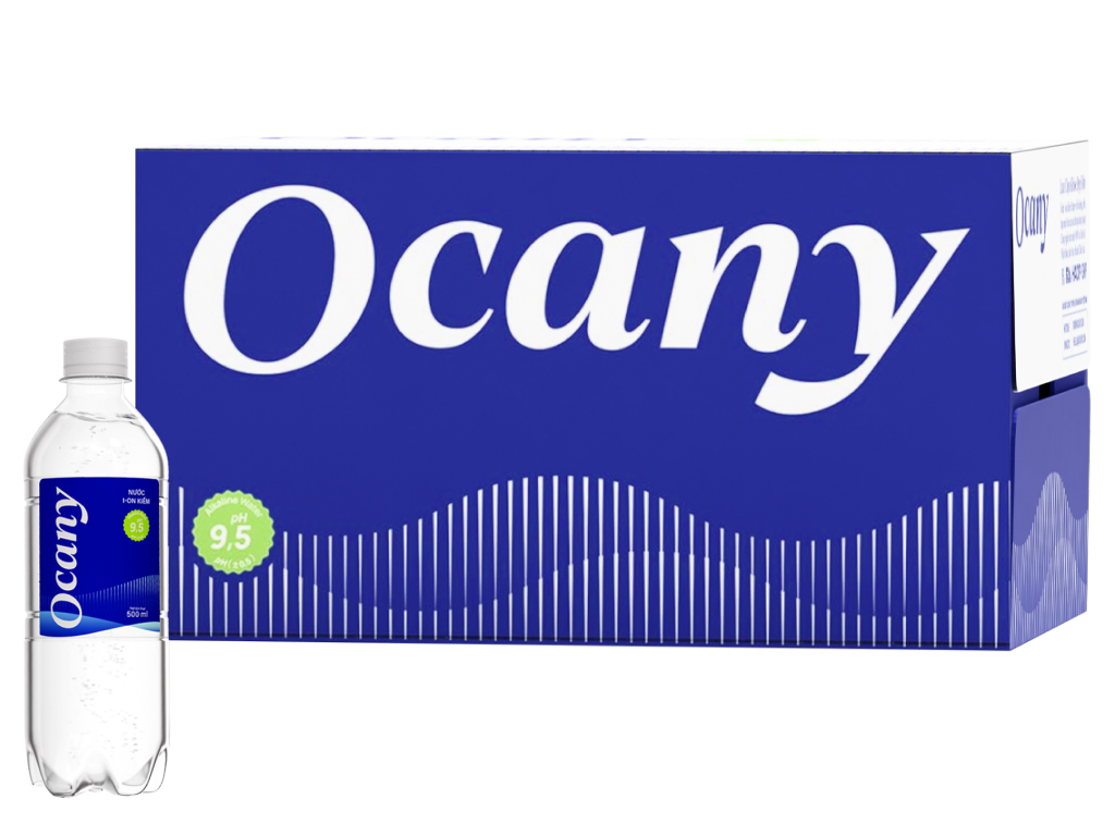 Thùng 24 chai nước uống i-on kiềm Ocany 500ml